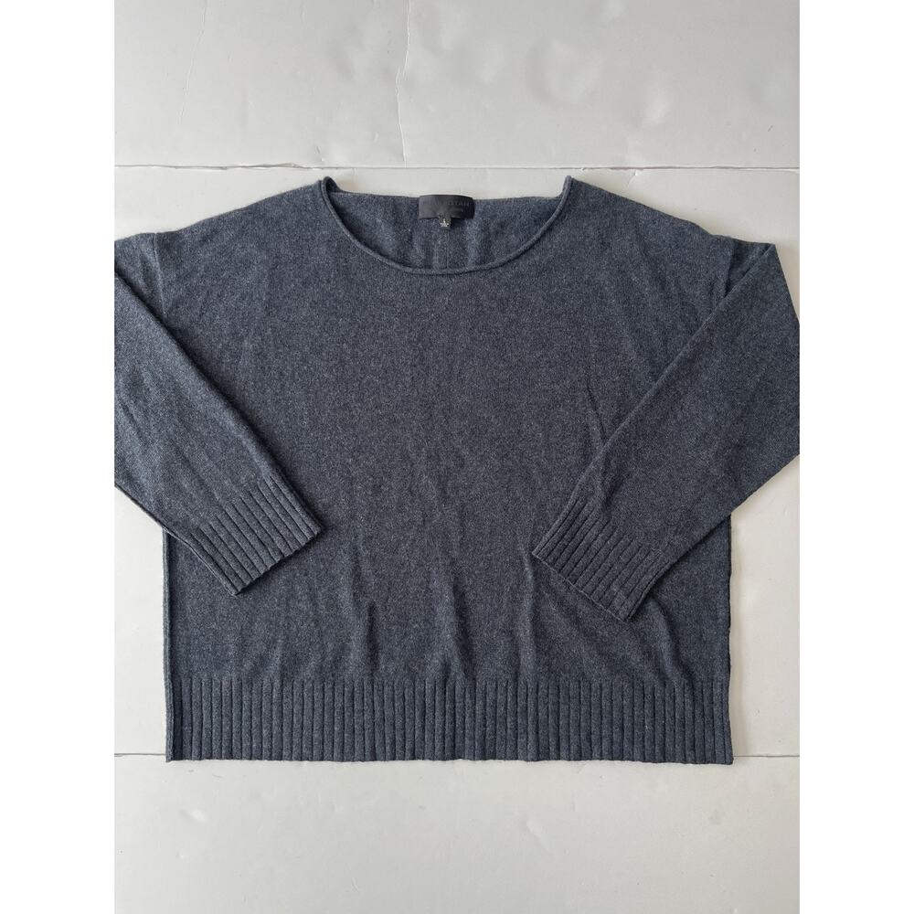 Nili Lotan Sweater Women L Gray 100% Cashmere Boat Neck Relaxed Knit Pullover